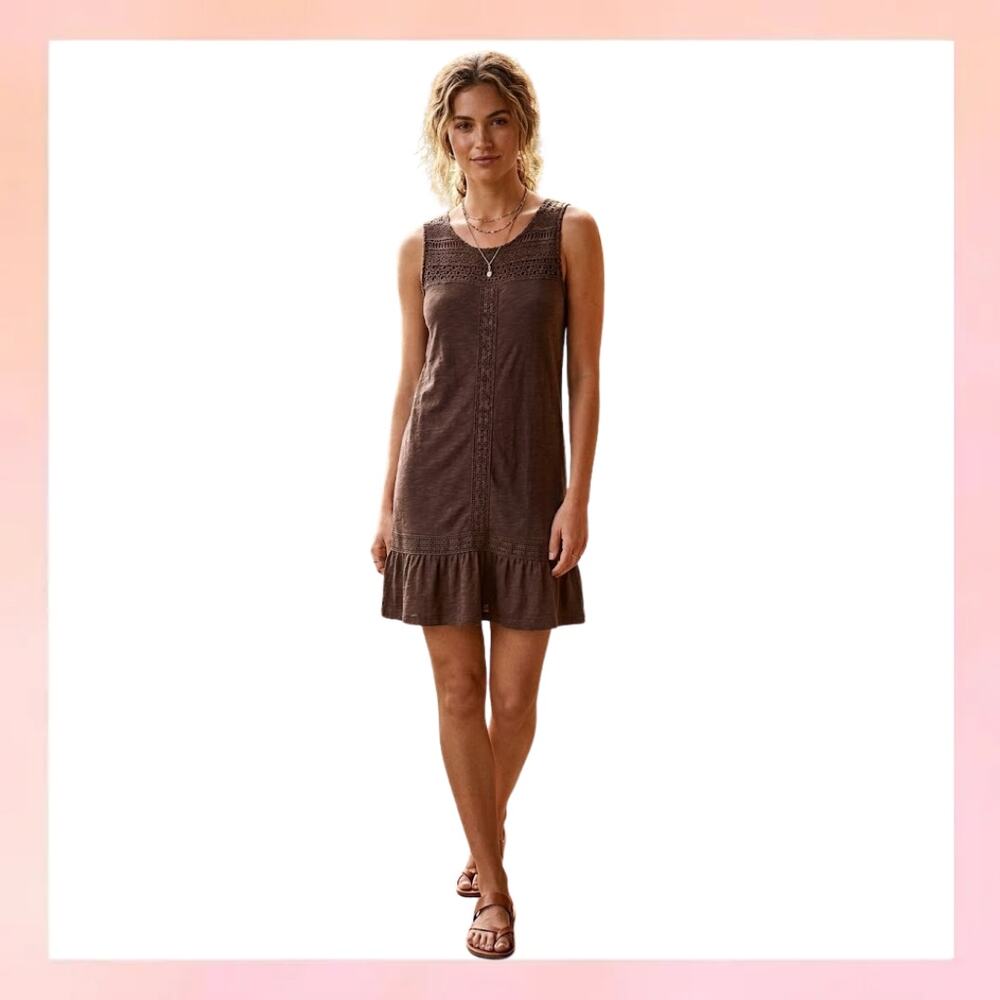 J.Jill Brown Sleeveless Crochet Detail Dress Size Small
